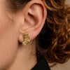 Geometric Multilayer Zirconia Stud Earrings For Women Stainless Steel Titanium Steel With Vacuum Gold Plated Finish
