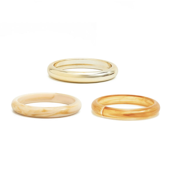 Geometric Ombre Resin Bracelet Set For Women Glossy Circular Stackable Jewelry With Polished Finish