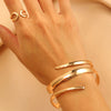Geometric Opening Leopard Print Alloy Bracelet Ring Twopiece Set Exaggerated Adjustable For Women Electroplated
