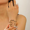 Geometric Opening Leopard Print Alloy Bracelet Ring Twopiece Set Exaggerated Adjustable For Women Electroplated