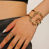 Geometric Opening Leopard Print Alloy Bracelet Ring Twopiece Set Exaggerated Adjustable For Women Electroplated