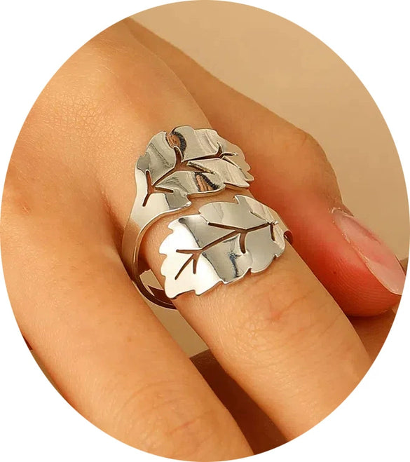 Geometric Opening Leopard Print Alloy Bracelet Ring Twopiece Set Exaggerated Adjustable For Women Electroplated