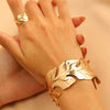 Geometric Opening Leopard Print Alloy Bracelet Ring Twopiece Set Exaggerated Adjustable For Women Electroplated