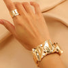 Geometric Opening Leopard Print Alloy Bracelet Ring Twopiece Set Exaggerated Adjustable For Women Electroplated