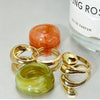 Geometric Openstyle Alloy Ring Set With Polished Electroplated Finish And Minimalist Line Design For Unisex Fashion