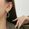 Geometric Oval Long Irregular Minimalist Alloy Earrings For Women With Electroplating Treatment