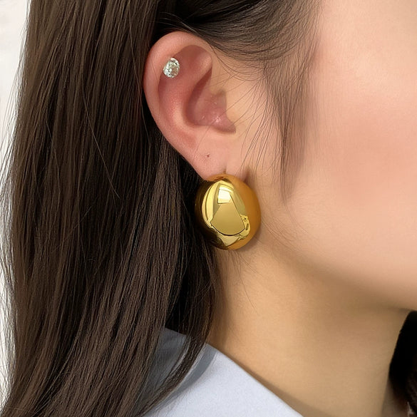 Geometric Oval Oversized Glossy Stainless Steel Jewelry For Women 18K Gold Furnace Vacuum Plated