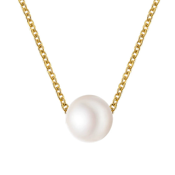 Geometric Pearl Ball Short Necklace With Water Wave Chain Alloy Pendant And Pearl Set Detail Wholesale Fashion Accessory