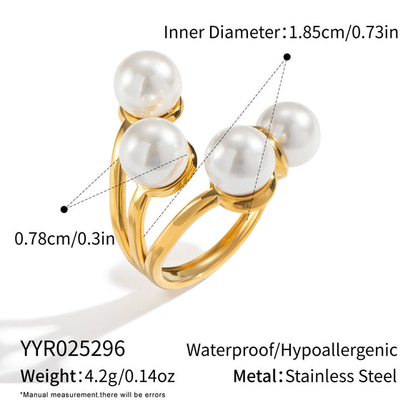 Geometric Pearl Ring For Girls Stainless Steel Electroplated Elegant Niche High End Non Fading Waterproof And Environmentally Friendly