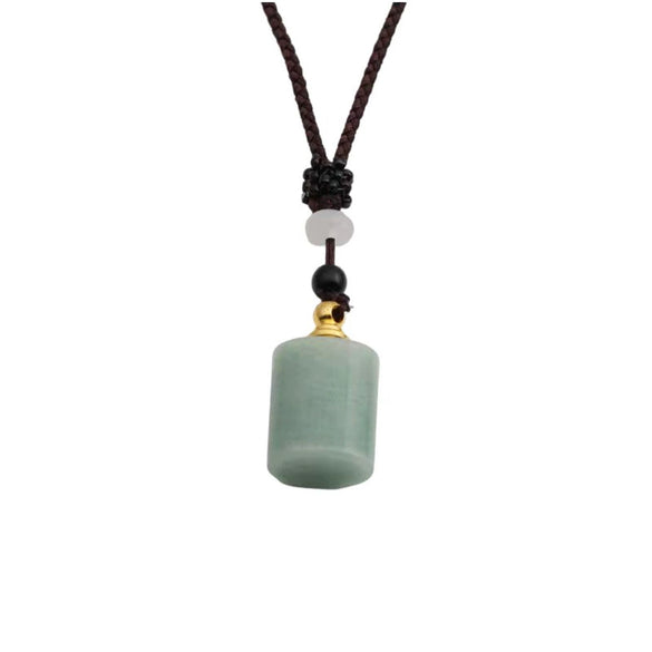 Geometric Perfume Bottle Pendant Sweater Chain Necklace With Alloy Polished Finish And Multicolor Crystal Tiger Eye Stone Malachite Style For Women