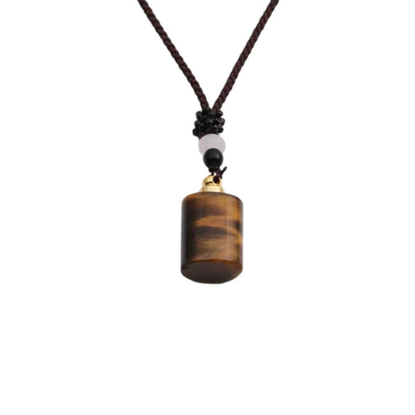 Geometric Perfume Bottle Pendant Sweater Chain Necklace With Alloy Polished Finish And Multicolor Crystal Tiger Eye Stone Malachite Style For Women