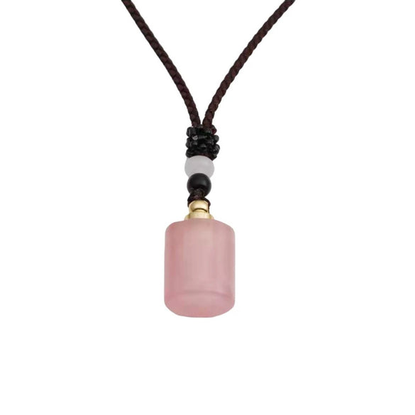 Geometric Perfume Bottle Pendant Sweater Chain Necklace With Alloy Polished Finish And Multicolor Crystal Tiger Eye Stone Malachite Style For Women