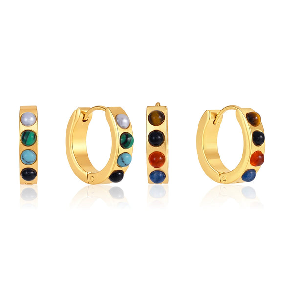 Geometric Plated Stainless Steel Hoop Earrings For Women Sophisticated Pierced Ear Jewelry