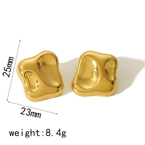 Geometric Pleated Stainless Steel Electroplated Women's Earrings