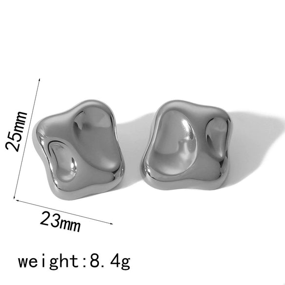 Geometric Pleated Stainless Steel Electroplated Women's Earrings