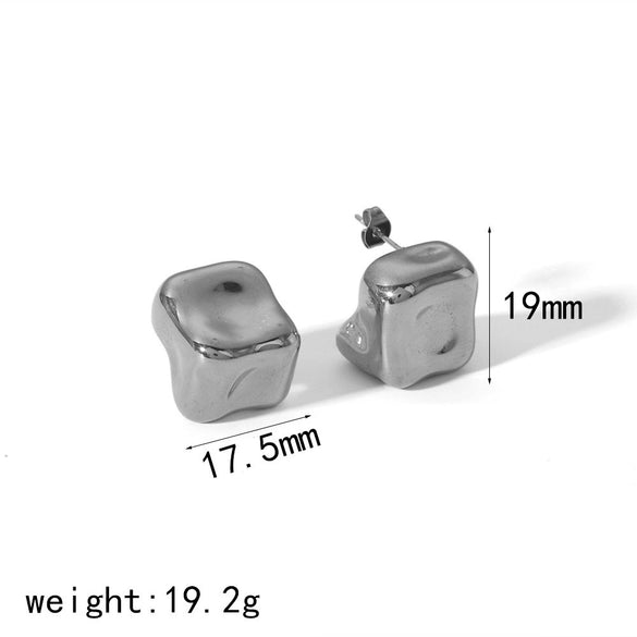 Geometric Pleated Stainless Steel Electroplated Women's Earrings
