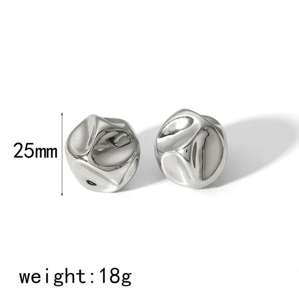Geometric Pleated Stainless Steel Electroplated Women's Earrings