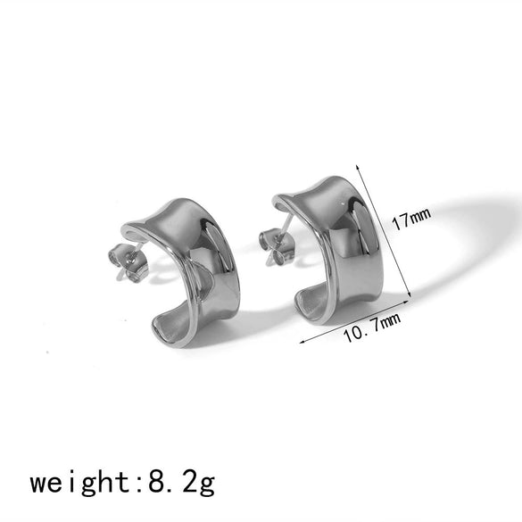 Geometric Pleated Stainless Steel Electroplated Women's Earrings