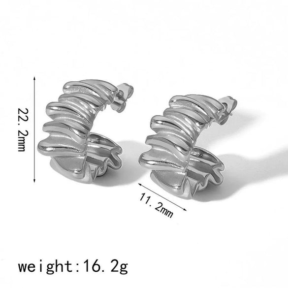 Geometric Pleated Stainless Steel Electroplated Women's Earrings