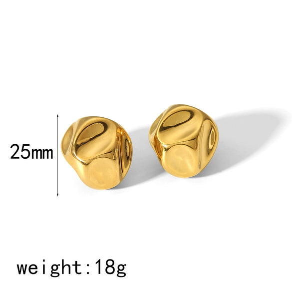Geometric Pleated Stainless Steel Electroplated Women's Earrings