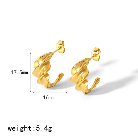 Geometric Pleated Stainless Steel Electroplated Women's Earrings