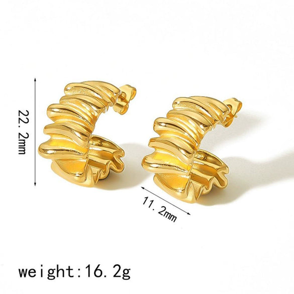 Geometric Pleated Stainless Steel Electroplated Women's Earrings