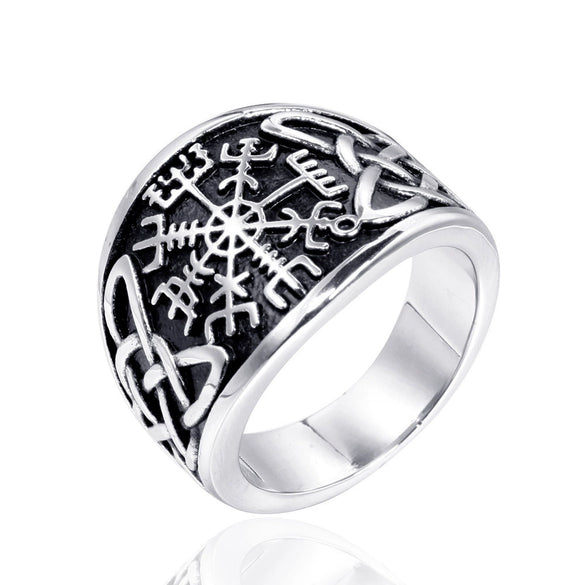 Geometric Polished Stainless Steel Viking Pirate Ring For Men And Women Unisex Statement Band In Style