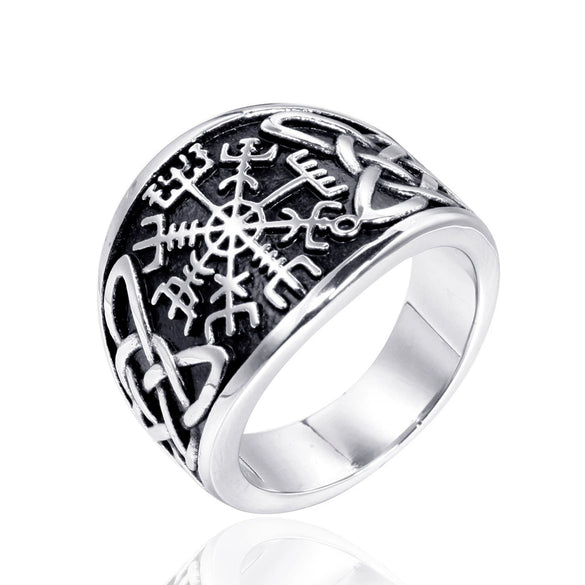 Geometric Polished Stainless Steel Viking Pirate Ring For Men And Women Unisex Statement Band In Style