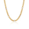 Geometric Pvd Vacuum Gold Plated Stainless Steel Necklace With Zircon Chain And Lobster Clasp For Women