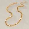 Geometric Pvd Vacuum Gold Plated Stainless Steel Necklace With Zircon Chain And Lobster Clasp For Women