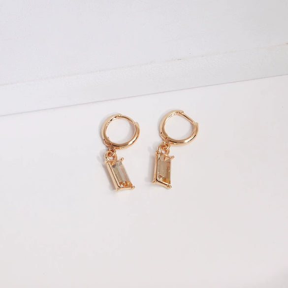 Geometric Rectangular Alloy Earrings With Diamondencrusted Artificial Gemstones For Women