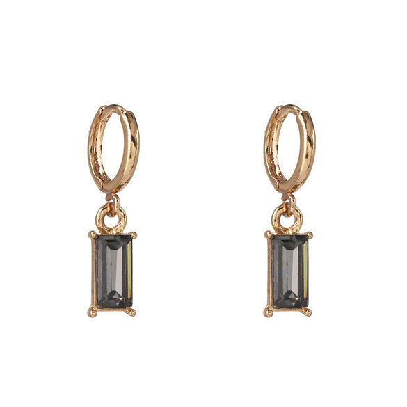 Geometric Rectangular Alloy Earrings With Diamondencrusted Artificial Gemstones For Women