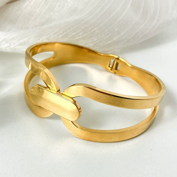 Geometric Ring Buckle Bracelet Stainless Steel Electroplated For Female