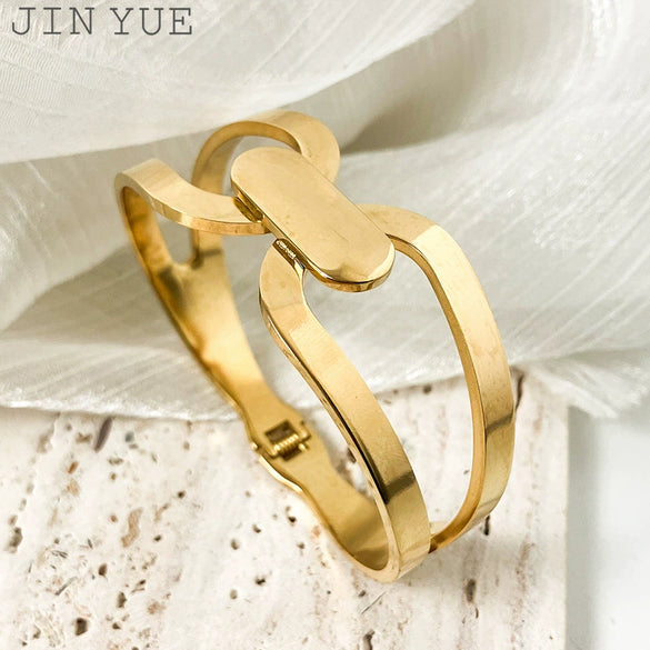 Geometric Ring Buckle Bracelet Stainless Steel Electroplated For Female