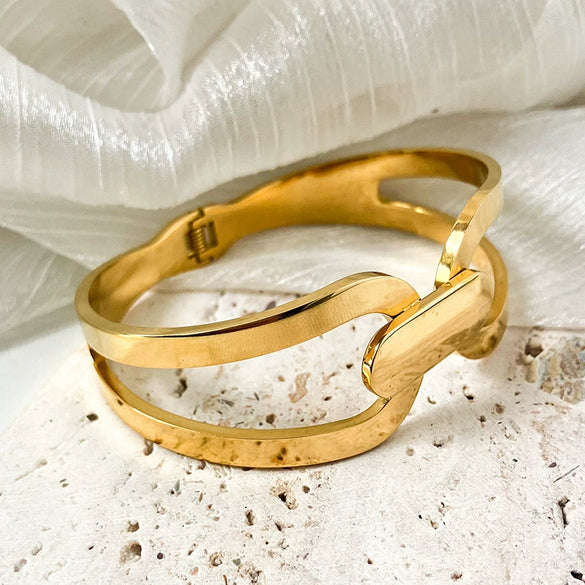 Geometric Ring Buckle Bracelet Stainless Steel Electroplated For Female