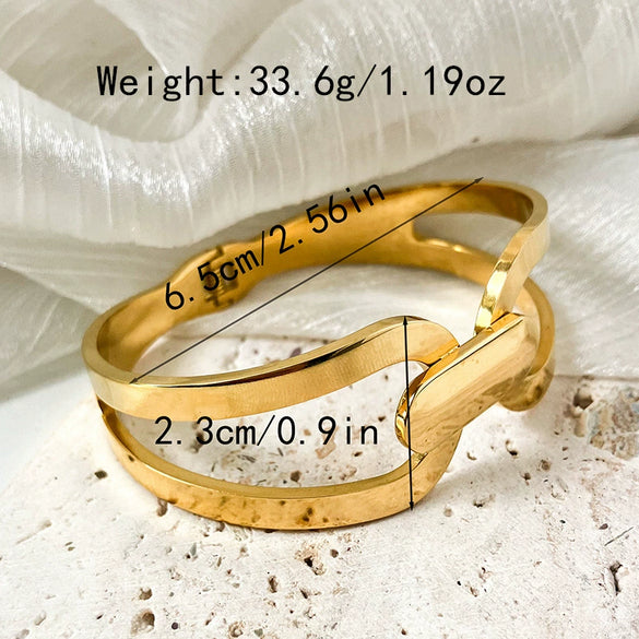 Geometric Ring Buckle Bracelet Stainless Steel Electroplated For Female
