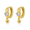Geometric Round Bead Drop Earrings For Women With Silver Needle And Copper Electroplated Simple Fashion Ear Buckles