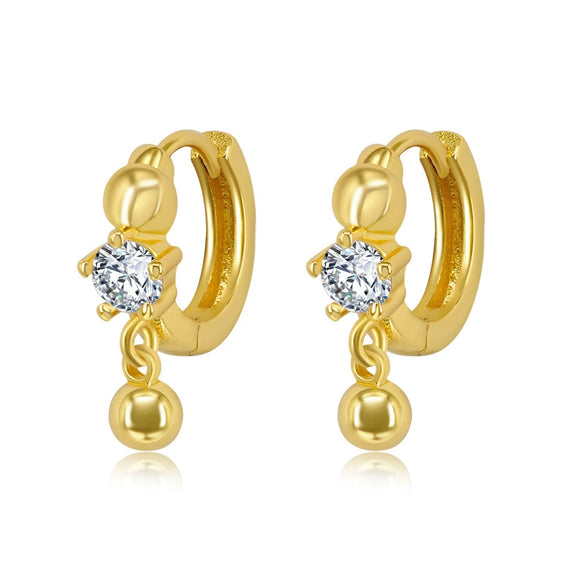 Geometric Round Bead Drop Earrings For Women With Silver Needle And Copper Electroplated Simple Fashion Ear Buckles