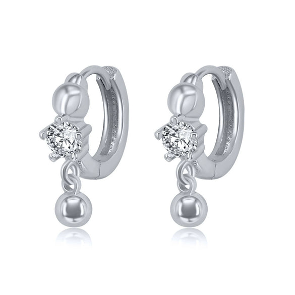 Geometric Round Bead Drop Earrings For Women With Silver Needle And Copper Electroplated Simple Fashion Ear Buckles