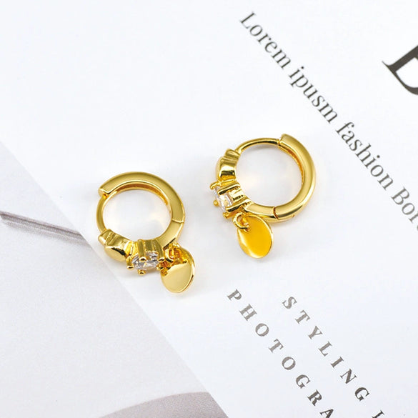 Geometric Round Bead Drop Earrings For Women With Silver Needle And Copper Electroplated Simple Fashion Ear Buckles