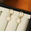Geometric Round Freshwater Pearl Earrings For Women Alloy Electroplated Gold Plated Fashion Jewelry