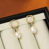 Geometric Round Freshwater Pearl Earrings For Women Alloy Electroplated Gold Plated Fashion Jewelry