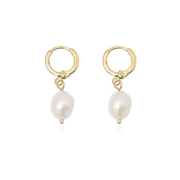 Geometric Round Freshwater Pearl Earrings For Women Alloy Electroplated Gold Plated Fashion Jewelry