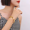 Geometric Round Lettering Love Design Bracelet In Titanium Steel With Electroplated Gold Finish Jewelry