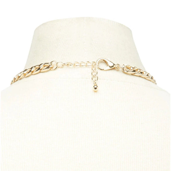 Geometric Short Thick Alloy Iron Chain Necklace With Electroplating Treatment