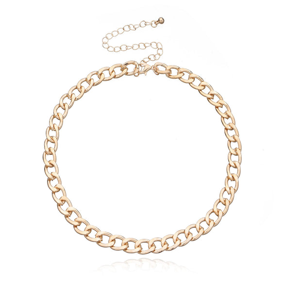 Geometric Short Thick Alloy Iron Chain Necklace With Electroplating Treatment