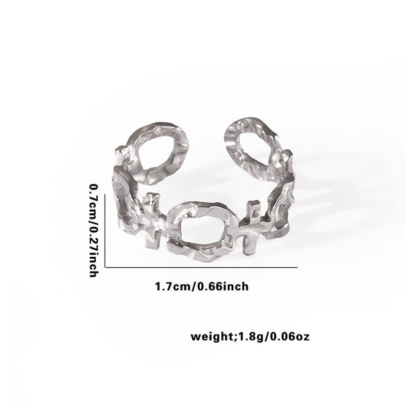 Geometric Simple Titanium Steel Ring With Heart Shape Flower Leaves Letters Numbers Text Design And Electroplating For Female Star Opening And Unisex