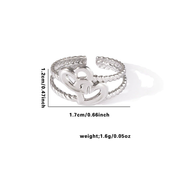 Geometric Simple Titanium Steel Ring With Heart Shape Flower Leaves Letters Numbers Text Design And Electroplating For Female Star Opening And Unisex