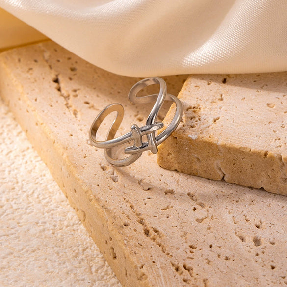 Geometric Simple Titanium Steel Ring With Heart Shape Flower Leaves Letters Numbers Text Design And Electroplating For Female Star Opening And Unisex