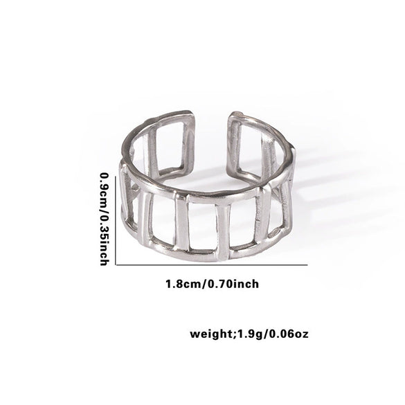 Geometric Simple Titanium Steel Ring With Heart Shape Flower Leaves Letters Numbers Text Design And Electroplating For Female Star Opening And Unisex